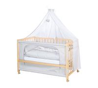 roba Lit d'appoint 60 x 120 cm - Jumbotwins - Lit bébé d'appoint - Matelas, Linge de lit, Ciel de lit au Design d'éléphants Inclus - Mobile & réglable en Hauteur - Bois Naturel