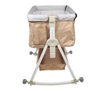 Lit Cododo Bébé 2 en 1, Berceau Bébé, Lit Bébé avec Matelas et Moustiquaire, Mode Balancelle et Inclinaison, table d'allaitement, réglage de la hauteur à 6 vitesses (95*50*98-110cm Beige)