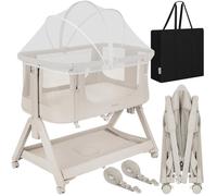 Lit cododo bébé 3en1 LIONELO Luna - Berceau - Matelas inclus - Pliable d’une seule main - Hauteur et inclinaison réglables - Beige