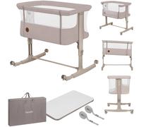 Lionelo Lit bébé AURORA 3en1 – Cododo jusqu'à 9 kg, réglage hauteur, roulettes avec freins