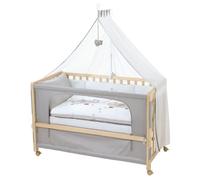 Lit Cododo Complet Jumbotwins - Roba - 60x120 Cm - 4 Roues À Freins - Naturel Gris
