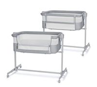 Kinderkraft NESTEE UP 2 Lit bébé cododo, Lit Bebe avec Matelas de la Naissance, Réglage de la Hauteur, Facile Adapter au lit du Parent, Pieds réglables, Gris