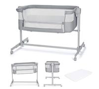 Lit Cododo Kinderkraft NESTEE UP 2 avec fixation au lit parental et hauteur réglable Gris clair