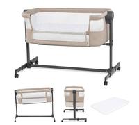 Lit Cododo Kinderkraft NESTEE UP 2 avec matelas inclus, réglable sur 5 hauteurs et roulettes Beige