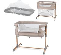 MoMi SMARTBED 4in1 Lit d'enfant - Berceau, 2 niveaux de couchage, réglage de l'angle, moustiquaire et roulettes - Beige
