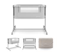 Lit Cododo Nestee Grow 2 3 En 1 Avec 5 Niveaux De Hauteur, Matelas Extensible, Roulettes Et Pliage Facile Gris Clair 50X90