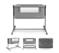 Lit Cododo Nestee Grow 2 3 En 1 Avec 5 Niveaux De Hauteur, Matelas Extensible, Roulettes Et Pliage Facile Gris Foncé 50X90