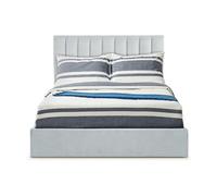 Menzzo Lit Coffre SONGE 180x200 cm Velours Argent - Lit Double Design avec Sommier Relevable et Grande Capacité de Rangement - Chambre Adulte Moderne Élégante