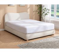 Lit coffre 120 x 190 cm - Tissu bouclette - Blanc - VANARI