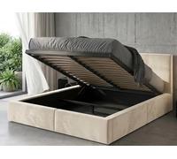 Lit Coffre 120 x 200 cm avec Sommier à Lattes, Lit Double Rembourré en Velours Cachemire, Coffre de Rangement, Tête de Lit Capitonnée, Charge jusqu'à 300 kg, Matelas Non Inclus (cachemire, 120x200)