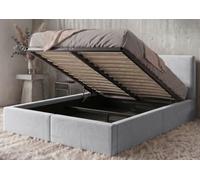 Lit Coffre 120 x 200 cm avec Sommier à Lattes, Lit Double Rembourré en Velours Gris clair, Coffre de Rangement, Tête de Lit Capitonnée, Charge jusqu'à 300 kg, Matelas Non Inclus (gris clair, 120x200)