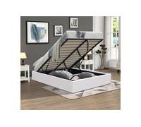 Lit Coffre 120x190 - Gris - Compatible avec Tous Matelas - Montage Rapide et Facile - Revêtement PVC Simili Pratique - LIT LORIS BLANC