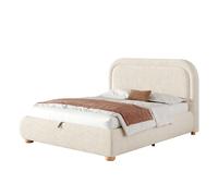Lit coffre 140/190 cm beige en bou vec rangement hydraulique