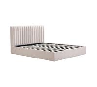 Lit coffre 140 x 190 cm - Tissu - Beige - SARANELI