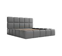 Lit coffre 140 x 190 cm - Tissu effet cuir - Gris - DAMADO