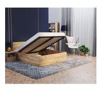 Lit coffre 140 x 200 cm avec sommier à lattes relevable et rangement intégré - Chêne - Modèle PARIS