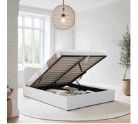 LIT COFFRE 140x190 CM COCOON+ SOMMIER / Tissu Bouclette Blanc
