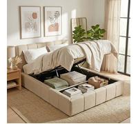 Lit coffre 140x190 cm ELIAS + sommier / BEIGE