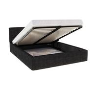 Lit coffre 140x190 cm en velours Noir avec sommier relevable et coffre de rangement - ATLANTA