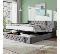 Lit Coffre 140x190 cm Lit adulte - Gris