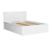 Lit coffre 140x200 avec sommier et rangement, coloris Blanc brillant - Longueur 204,5 x Profondeur 149 x Hauteur 95/40,5 cm