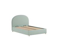 Lit coffre 140x200cm Tête de Lit Demi-Lune Tissu Bouclé Vert Olive - CONNIE -