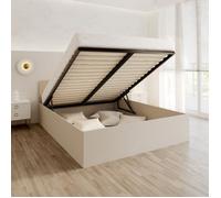 Lit coffre 160 x 200 cm avec sommier à lattes relevable et rangement intégré - Cachemire - Modèle PARIS
