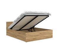 Lit coffre 160 x 200 cm avec sommier à lattes relevable et rangement intégré - Chêne - Modèle PARIS