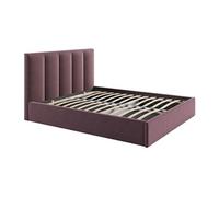 Lit coffre 160 x 200 cm avec tête de lit coutures verticales - Tissu - Bordeaux - KILACLO