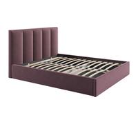 Lit coffre 160 x 200 cm avec tête de lit coutures verticales - Tissu - Bordeaux - KILACLO