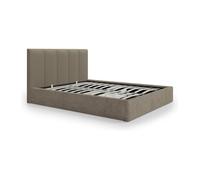 Vente-unique - Lit Coffre 160 x 200 cm avec tête de lit Coutures Verticales - Tissu - Taupe - KILACLO