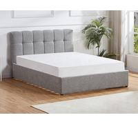 Lit coffre 160 x 200 cm - Tissu bouclette - Gris - MAZIRI