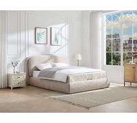 Lit coffre 160 x 200 cm ? Tissu texturé ? Beige + Matelas ? ZORIMA