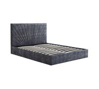 Lit coffre 160 x 200 cm - Tissu texturé - Gris anthracite - RIBIOLA