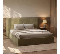 Lit coffre 160x200 cm en tissu vert olive déhoussable - safia