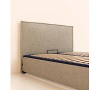 Lit coffre 160x200 cm - Gris - Avec tête de lit - Acier recy t lattes en bois - Grand volume de rangement - Fait en France - Tediber