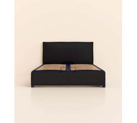 Lit coffre 160x200 cm - Noir Anthracite - Avec tête de lit - Acier recy t lattes en bois - Grand volume de rangement - Fait en France - Tediber