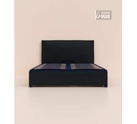 Lit coffre 160x200 cm Plus - Noir Anthracite - Avec tête de lit - Acier recy t lattes en bois - Grand volume de rangement - Fait en France - Tediber