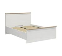 Lit coffre 160x200 lit adulte 2 places avec sommier et rangement, coloris Blanc pin andersen/Chêne clair - Longueur 208,5 x Profondeur 165 x Hauteur 110,5/57,5 cm
