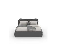 Concept Usine Lit coffre Plano 160x200 cm design arrondi velours côtelé gris