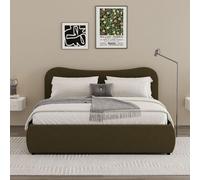 Concept Usine Lit coffre Plano 160x200 cm arrondi velours côtelé, sommier inclus, grand coffre, vert
