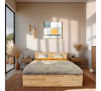 Lit coffre 160x200cm MILO avec tête de lit + sommier/ Chêne massif huilé