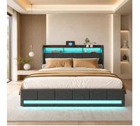 lit coffre 180x200 avec tiroirs,lit double coffre avec usb et led,lit capitonné lit rembourré et 2 personnes avec sommier inclus