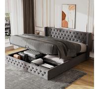 Lit Coffre 180x200 cm Lit adulte - Gris