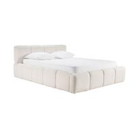 Lit coffre 2 places 160x200 cm en tissu laine bou MOTTO
