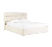 Lit coffre 2 places 160x200 cm en tissu texturé beige HONO