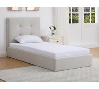 Lit coffre 90 x 190 cm ? Tissu ? Beige + Matelas ? CALINIDA