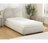 Lit coffre 90 x 190 cm - Tissu - Beige - VANARI