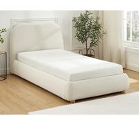 Lit coffre 90 x 190 cm - Tissu bouclette - Blanc - VANARI