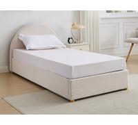 Lit coffre 90 x 190 cm - Tissu bouclette - Crème + Matelas - LIRIMO
